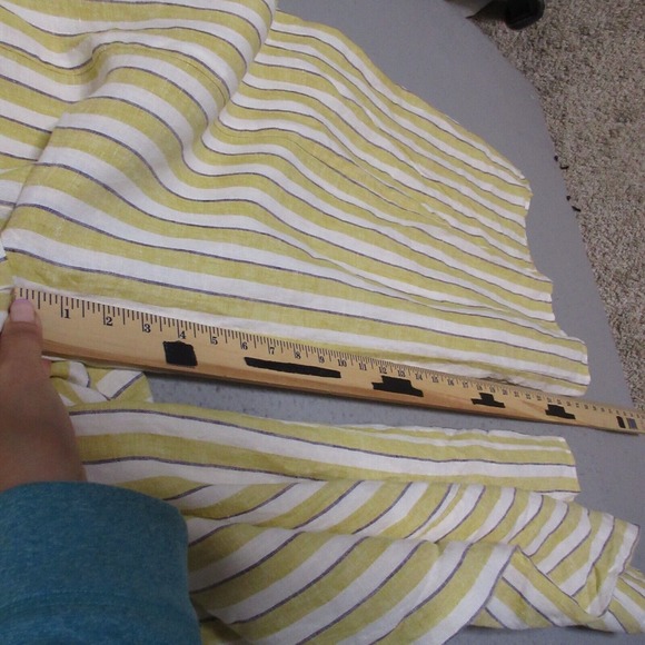 Rachel Zoe Jumper  2 Yellow White Stripe Linen Coastal Flowy‎ Beachy Relaxed - Picture 7 of 14